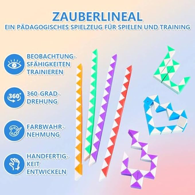 MAGIC SNAKE CUBE, PACK OF 12 BLOCK MINI SNAKE PUZZLES MAGIC RULER, 3D PUZZLE MAGIC SNAKE TOY, PROMOTES CREATIVITY AND MOTOR SKILLS CHILDREN'S DAY GIFTS (RANDOM COLOUR) - Image 2